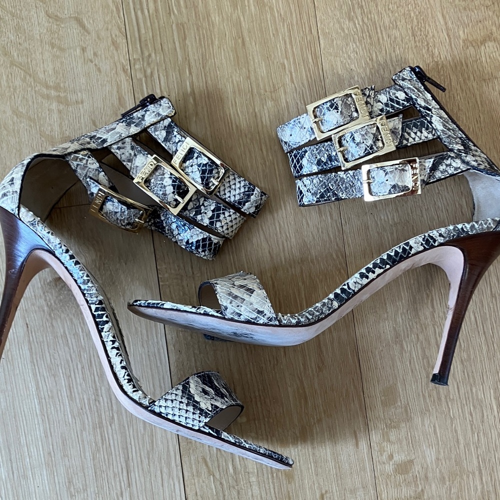 Fendi Snakeskin Stiletto Sandals